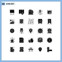 Packung mit 25 modernen soliden Glyphen Zeichen und Symbolen für Web-Printmedien wie Assets Pin Development Map City editierbare Vektordesign-Elemente vektor