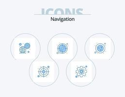 Navigation blau Icon Pack 5 Icon-Design. Navigation. Pfeil. Globus. Navigation. Kompass vektor