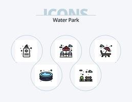 Wasserpark Linie gefüllt Icon Pack 5 Icon Design. . Park. Park. Wasser. Eis vektor