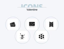 valentine glyf ikon packa 5 ikon design. hjärta. biljett. hjärta. kärlek. valentines vektor