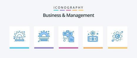 Business und Management Blue 5 Icon Pack inklusive Entwicklung. Finanzen. Marketing. Wirtschaft. dokumentieren. kreatives Symboldesign vektor