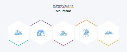 Berge 25 blaues Icon Pack inklusive Landschaft. Berg. Berg. Natur. hügel vektor
