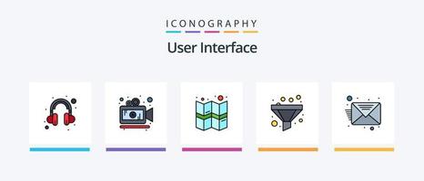 Benutzeroberfläche Zeile gefüllt 5 Icon Pack einschließlich . Netz. Stimme. Mikrofon kreatives Symboldesign vektor