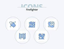 Feuerwehrmann blau Icon Pack 5 Icon Design. Notfall. Haus. Eimer. Feuer. die Architektur vektor