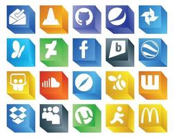 20 Social-Media-Icon-Packs, einschließlich Browser-Musik, Deviantart-Sound-Slideshare vektor