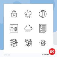 9 User Interface Outline Pack moderner Zeichen und Symbole der kanadischen Cloud-Internet-Programmierung entwickeln bearbeitbare Vektordesign-Elemente vektor