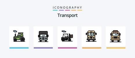 Transportlinie gefüllt 5 Icon Pack inklusive Transport. Wagen. Bahn. Transport. Wagen. kreatives Symboldesign vektor