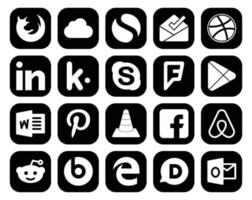 20 Social-Media-Icon-Packs, einschließlich Player-VLC-Skype-Pinterest-Apps vektor