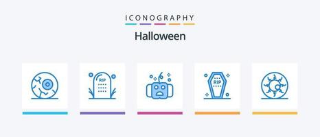 Halloween Blue 5 Icon Pack inklusive Beerdigung. Sarg. Halloween. Schatulle. heiligt. kreatives Symboldesign vektor