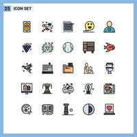 Stock Vector Icon Pack mit 25 Zeilenzeichen und Symbolen für Mail-Kommentare Internet-Chat Wireframe editierbare Vektordesign-Elemente