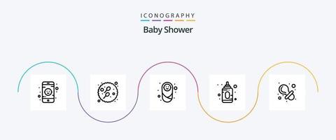 Babydusche Linie 5 Icon Pack inklusive Nippel. Baby. Kind. Spielzeug. Kind vektor