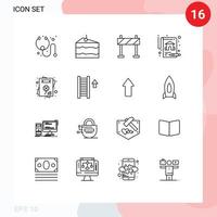 16 kreativ ikoner modern tecken och symboler av trappsteg inbjudan barriär hälsning kort verklig egendom redigerbar vektor design element