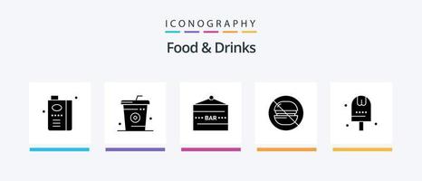 Lebensmittel und Getränke Glyph 5 Icon Pack inklusive Etikett. schnell. Lebensmittel. Essen und Trinken. Bar trinken. kreatives Symboldesign vektor