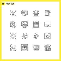 Stock Vector Icon Pack mit 16 Linienzeichen und Symbolen für Design Paint Power Power Energy editierbare Vektordesign-Elemente