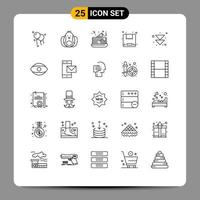 Stock Vector Icon Pack mit 25 Linienzeichen und Symbolen für das menschliche Auge Essen nächster Pfeil editierbare Vektordesign-Elemente