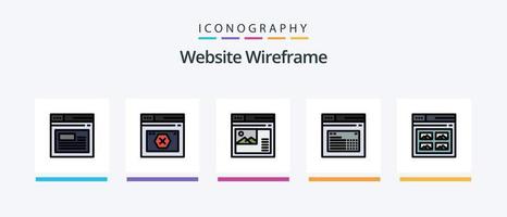 Website Wireframe Line gefüllt 5 Icon Pack inklusive Website. Seite. Webseite. Internet. Webseite. kreatives Symboldesign vektor