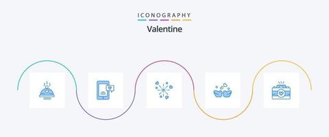 valentine blå 5 ikon packa Inklusive kamera. par. kärlek chatt. kärlek fåglar. kärlek vektor