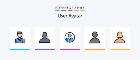 Benutzerzeile gefüllt 5 Icon Pack einschließlich . Benutzer. Profil. Profil. persönlich. kreatives Symboldesign vektor