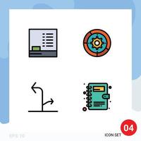 Mobile Schnittstelle Filledline flacher Farbsatz von 4 Piktogrammen von editierbaren Vektordesign-Elementen für den Verkehr mit Richtungsgetriebemotor auf der Tafel vektor