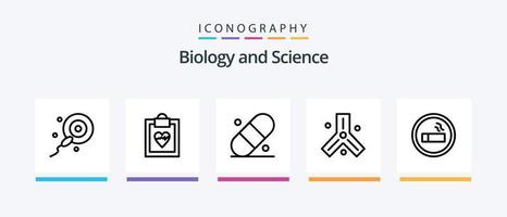 Biologie Linie 5 Icon Pack inklusive. medizinisch. Chemie. Gegenmittel. Wissenschaft. kreatives Symboldesign vektor