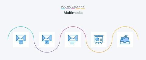 multimedia blå 5 ikon packa Inklusive . skicka. skicka. post vektor