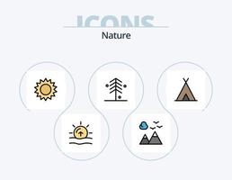 Naturlinie gefüllt Icon Pack 5 Icon Design. . Natur. Sonne. Blatt. reisen vektor