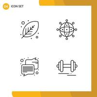 uppsättning av 4 modern ui ikoner symboler tecken för eco över hela världen växt förbindelse kommunikation redigerbar vektor design element