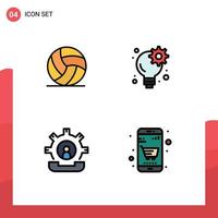 4 universelle Filledline-Flachfarben für Web- und mobile Anwendungen Fußball Kontakt Sport Geschäftsmann Telefon editierbare Vektordesign-Elemente vektor