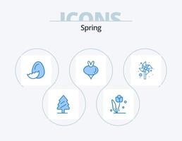 Frühlingsblau Icon Pack 5 Icon Design. Kinder. Gemüse. Rose. Steckrübe. Feder vektor