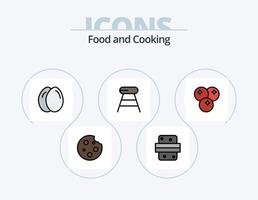 mat linje fylld ikon packa 5 ikon design. mat. middag. dryck. frukost. vattenmelon vektor