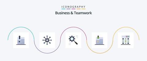 Business und Teamwork Flat 5 Icon Pack inklusive Technologie. Daten. Zusammenarbeit. Unternehmen. Wirksam vektor