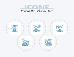 korona virus super hjälte blå ikon packa 5 ikon design. sjukvård. utnämning. avatar. fråga en läkare. manlig avatar vektor