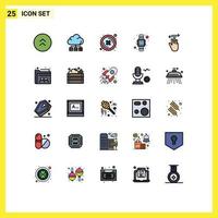 Stock Vector Icon Pack mit 25 Linienzeichen und Symbolen für Handcursor Handuhr enge Uhr digital bearbeitbare Vektordesign-Elemente