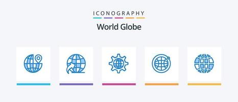 Globe Blue 5 Icon Pack inklusive Internet. global. Internet. Erde. Internet. kreatives Symboldesign vektor