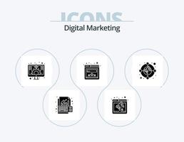 digitales Marketing-Glyphen-Icon-Pack 5-Icon-Design. Kreis. Bewertung. Lautsprecher. Browser. Investition vektor