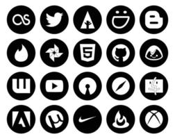 20 Social Media Icon Pack inklusive Finder Safari HTML Open Source YouTube vektor