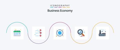 Economy Flat 5 Icon Pack inklusive Economy. lernen. Aktie. Geld. Geld vektor
