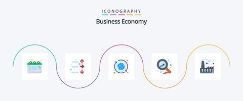 ekonomi platt 5 ikon packa Inklusive ekonomi. studie. stock. pengar. pengar vektor