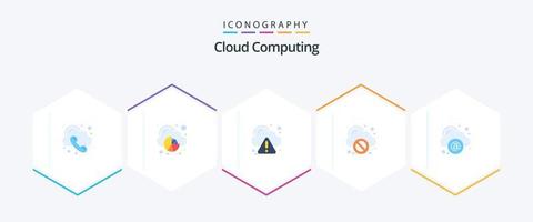 Cloud Computing 25 Flat Icon Pack inklusive Mail. Error. Wolke. Aufhören. Block vektor