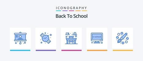 zurück zur Schule blau 5 Icon Pack inklusive Bildung. Farbe. Bildung. online. elektronisch. kreatives Symboldesign vektor