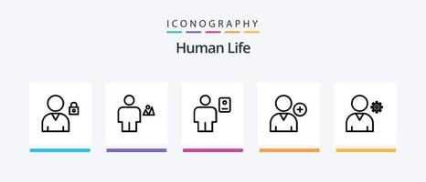 Human Line 5 Icon Pack inklusive Körper. Benutzer. Benutzerbild. Mann. Land. kreatives Symboldesign vektor