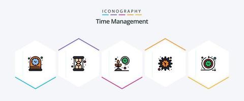 Zeitmanagement 25 gefüllte Linien Icon Pack inklusive Regular. Anschauen. Bauer. Zeit. Ausrüstung vektor