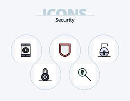 Sicherheitslinie gefüllt Icon Pack 5 Icon Design. . Warnung. beschützen. Schild. Mappe vektor