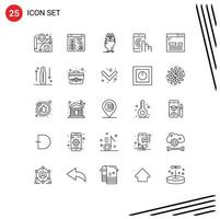 Stock Vector Icon Pack mit 25 Linienzeichen und Symbolen für Design-Support-Kopf-Smartphone-Kontakt editierbare Vektordesign-Elemente