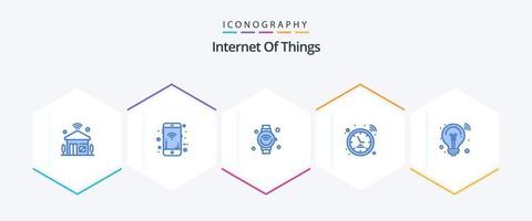 internet av saker 25 blå ikon packa Inklusive Kolla på. signal. wifi. hotspot. iot vektor