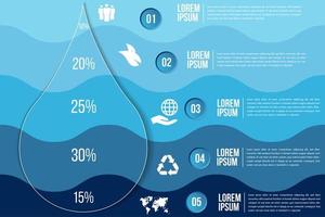 infographic eco vattenblå designelement process 5 steg vektor