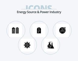 energi källa och kraft industri glyf ikon packa 5 ikon design. kraft. energi. ackumulator. kraft. märka vektor