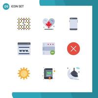 9 tematiska vektor platt färger och redigerbar symboler av webbsida seo kanada samsung mobil redigerbar vektor design element