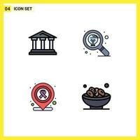 uppsättning av 4 modern ui ikoner symboler tecken för Bank tänkande domstol hitta plats redigerbar vektor design element