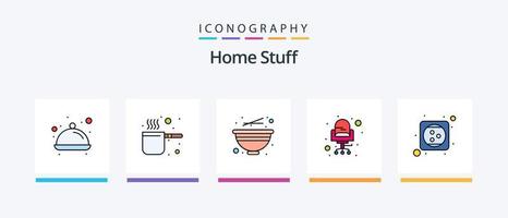 Home Stuff Line gefüllt 5 Icon Pack inklusive Spiegel. Treppe. Stuhl. Heimat. Wohnung. kreatives Symboldesign vektor